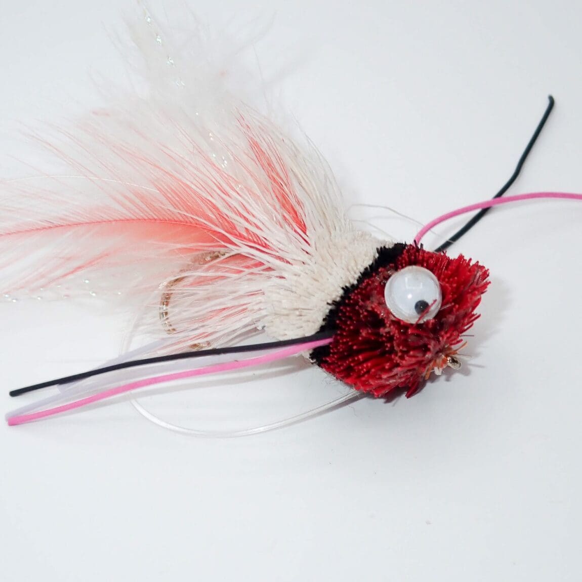 Bass Popper- Red/white - Wooly Bugger Fly Co.