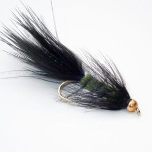 Black and olive wooly bugger fly